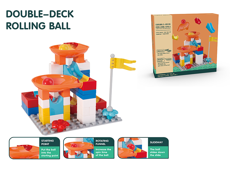 Double-Desk Rolling Ball Building Blocks 69PCS