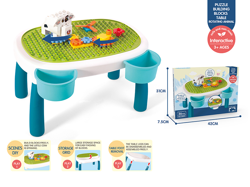 Rotating Animal Building Blocks Table 36pcs