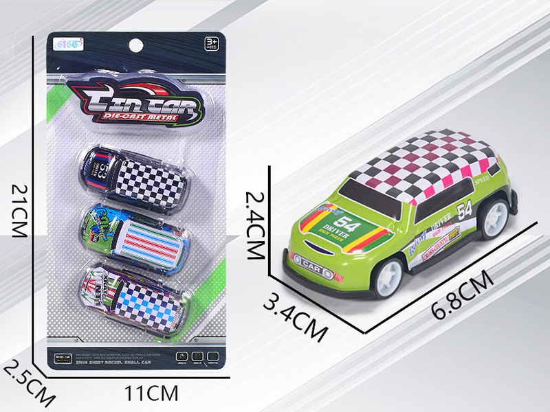 Pull Back Alloy Iron Cross Country Cars 3pcs