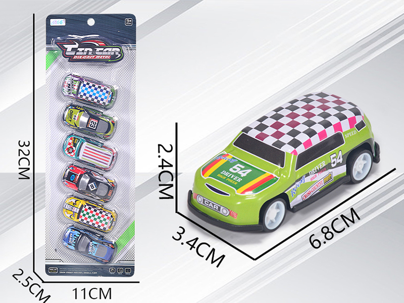 Alloy Iron Pull Back Cars 6pcs(Cross Country Car,Race Car)