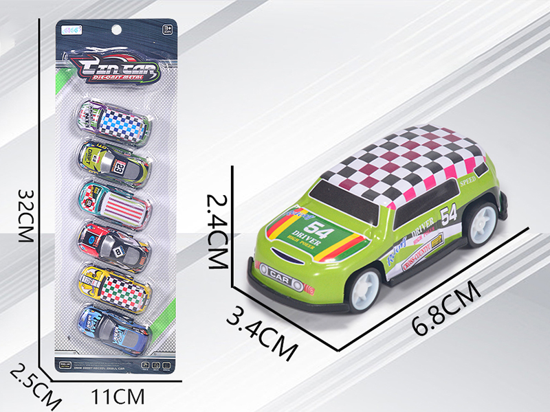 Alloy Iron Slide Cars 6pcs(Cross Country Car,Race Car)