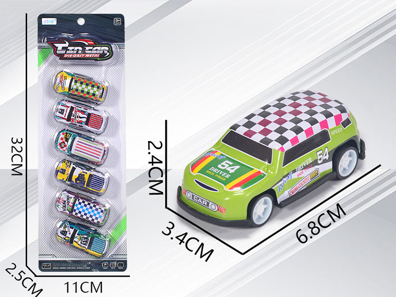Alloy Iron Slide Cars 6pcs(Cross Country Car,Pickup Truck)