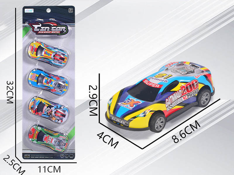 Alloy Iron Slide Sports Cars 4pcs