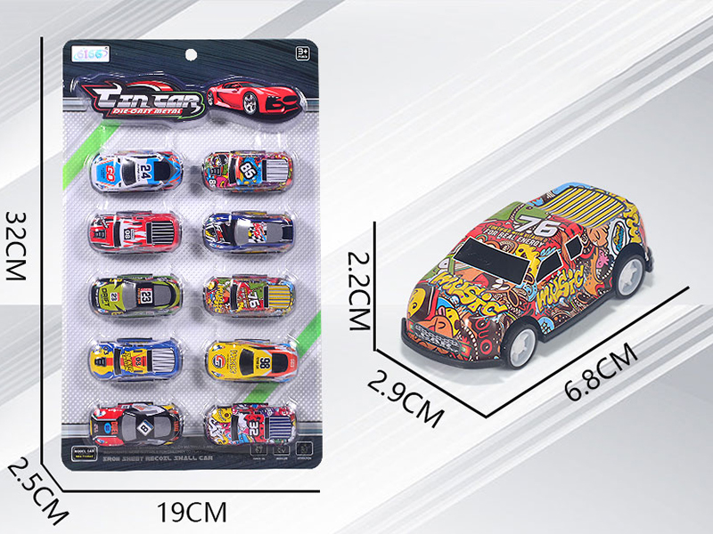 Alloy Iron Pull Back Cars 10pcs(Pickup Truck,Race Car)