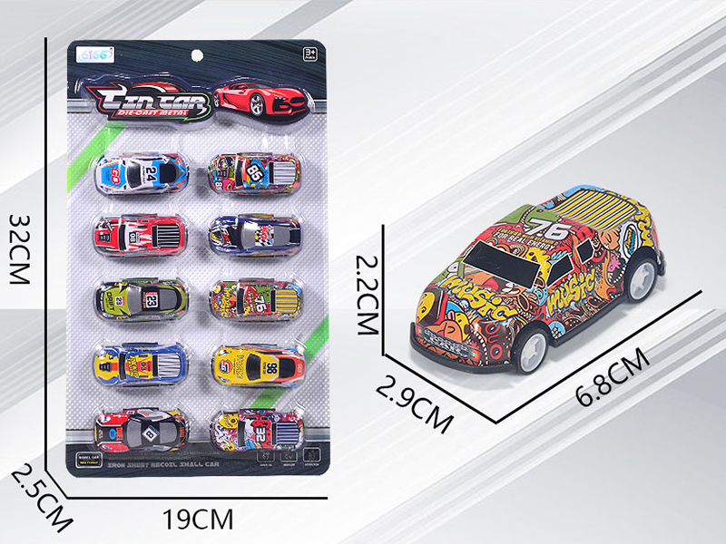 Alloy Iron Slide Cars 10pcs(Pickup Truck,Race Car)