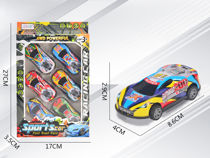 Alloy Iron Pull Back Sports Cars 6pcs