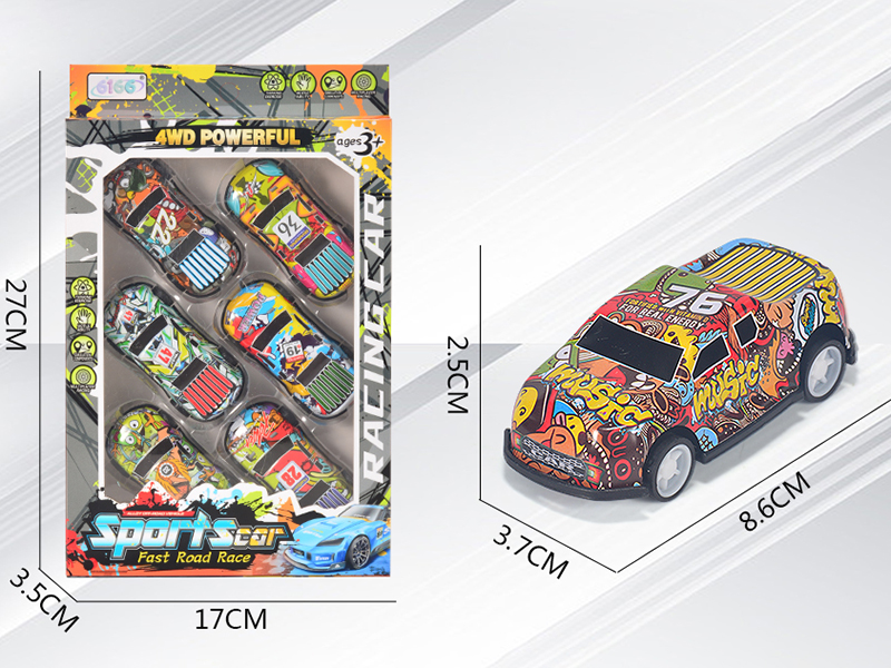 Alloy Iron Pull Back Pickup Truck 6pcs