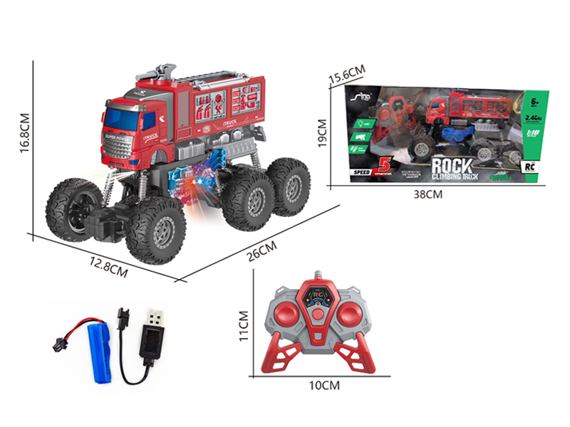 1:18 R/C 2.4G 5Ch Six-Wheel Fire Water Monitor Climbing Car With Light