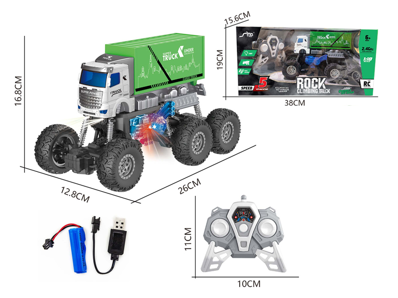 1:18 R/C 2.4G 5Ch Six-Wheel Sanitation Car Climbing Car With Light