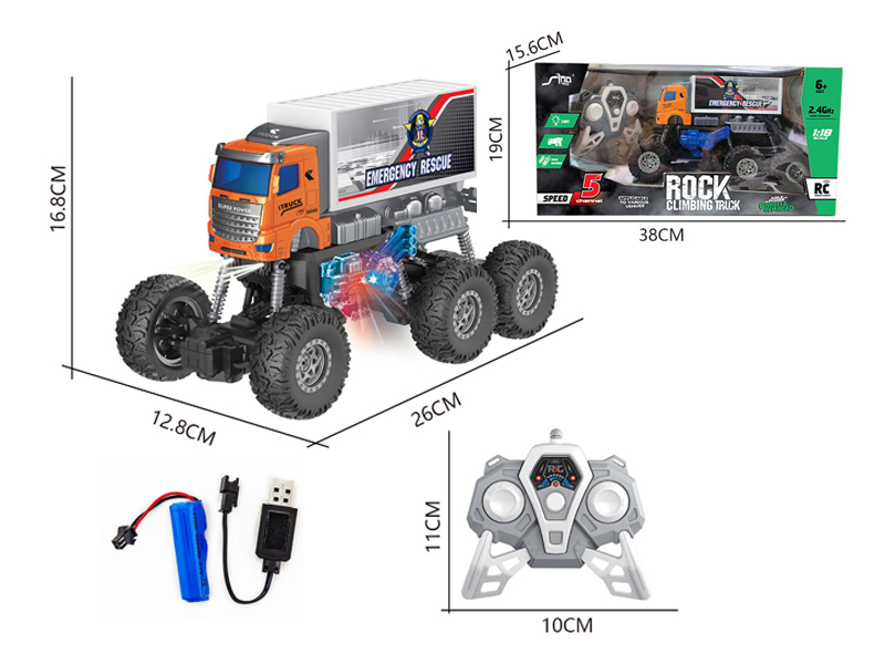 1:18 R/C 2.4G 5Ch Six-Wheel Rescue Transportation Climbing Car With Light