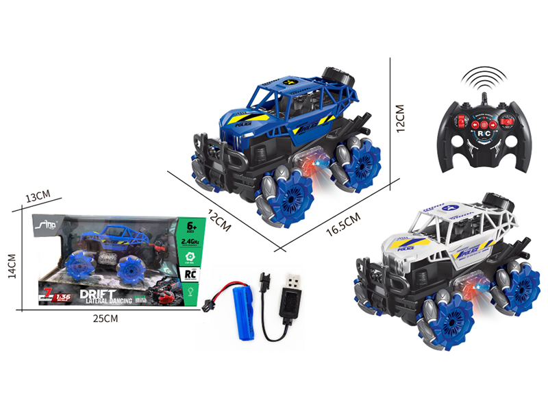 1:36 R/C 4Wd Stunt Off-Road Skeleton Police Vehicle With Light