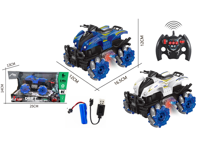 1:36 R/C 4Wd Stunt Off-Road Motorcycle Police Car With Light