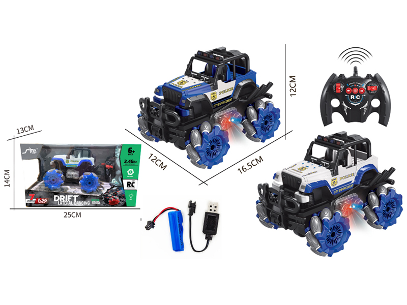 1:36 R/C 4Wd Stunt Off-Road Jeep Police Car With Light