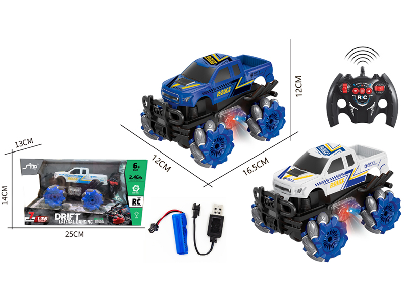 1:36 R/C 4Wd Stunt Off-Road Pickup Police Car With Light