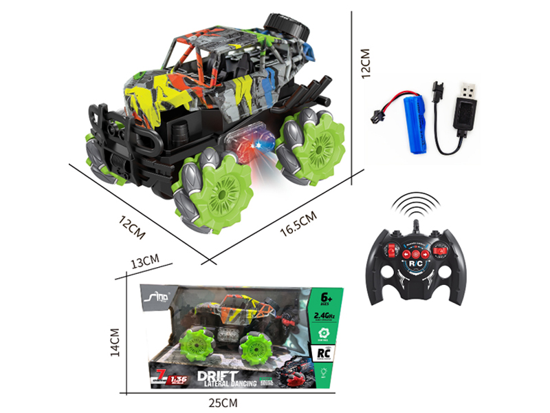 1:36 R/C 4Wd Stunt Off-Road Skeleton Vehicle With Light