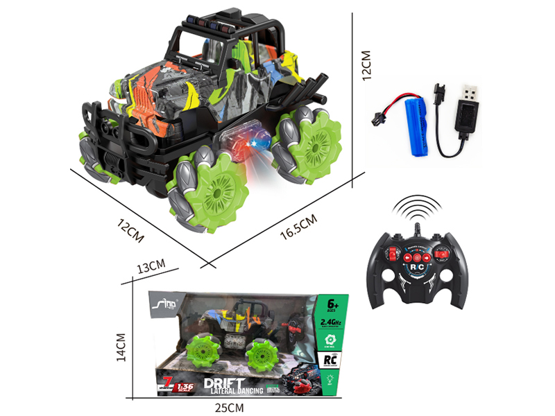 1:36 r/c 4wd stunt off-road jeep with light