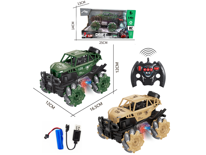 1:36 R/C 4Wd Stunt Off-Road Skeleton Military Vehicle With Light