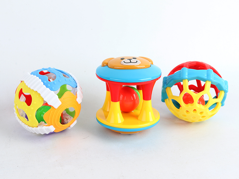Double-Headed Bear+Double Soft Rubber Ball+Six Color Ball Bell