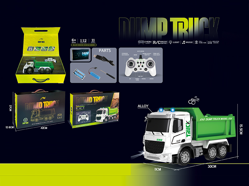 1:12 2.4G 11Ch R/C Alloy Dump Sanitation Vehicle With Light And Music