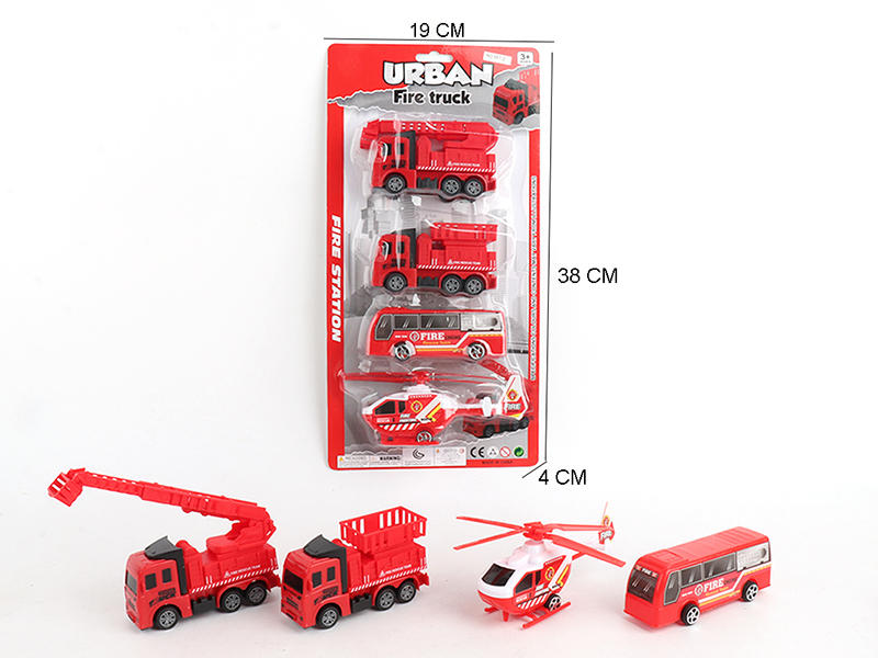 Pull Back Fire Engine 4pcs
