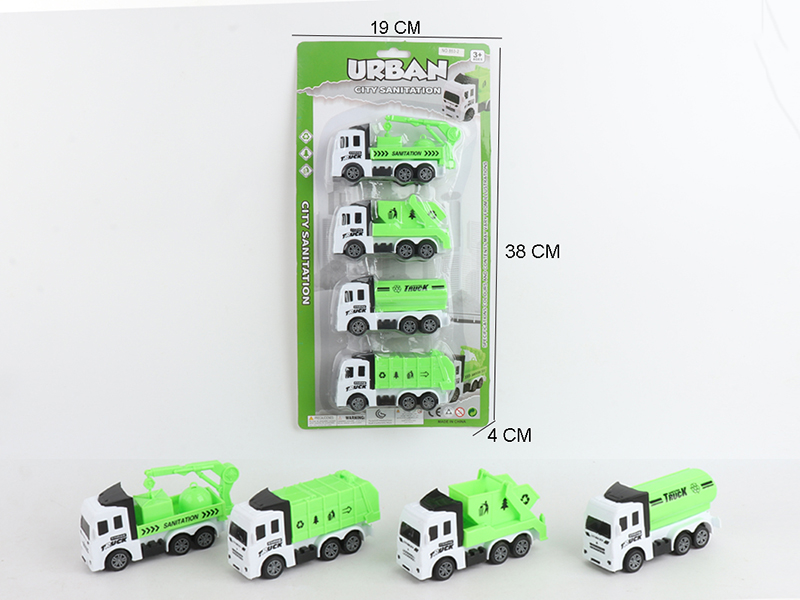 Pull Back Sanitation Truck 4PCS