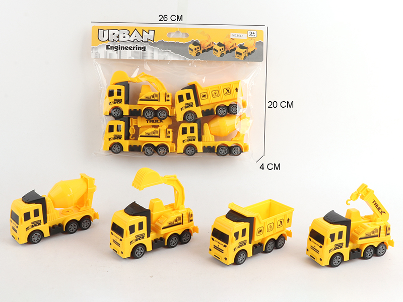 Pull Back Engineering Truck 4pcs