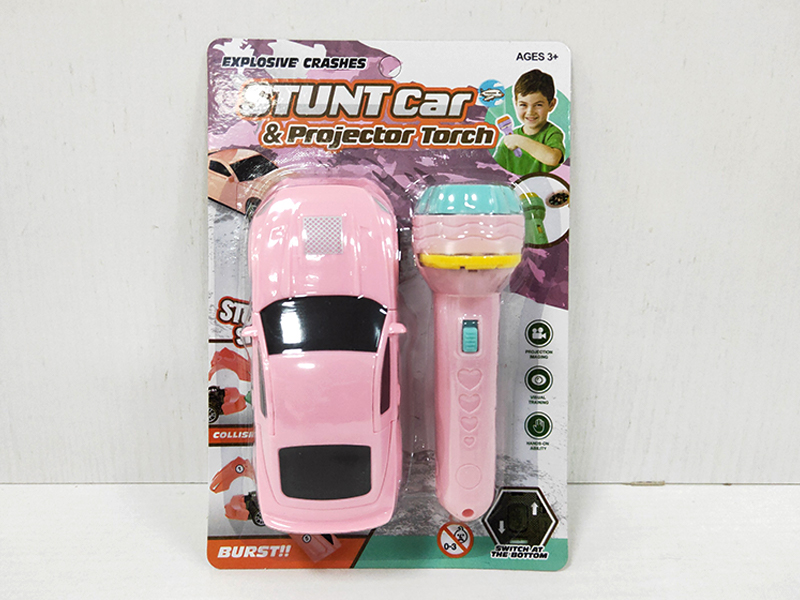 Pull Back Burst Car+Projection Flashlight