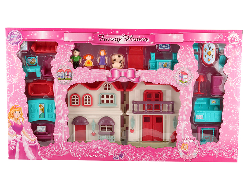 Villa With Colorful Lights And Music + Dolls,Furniture