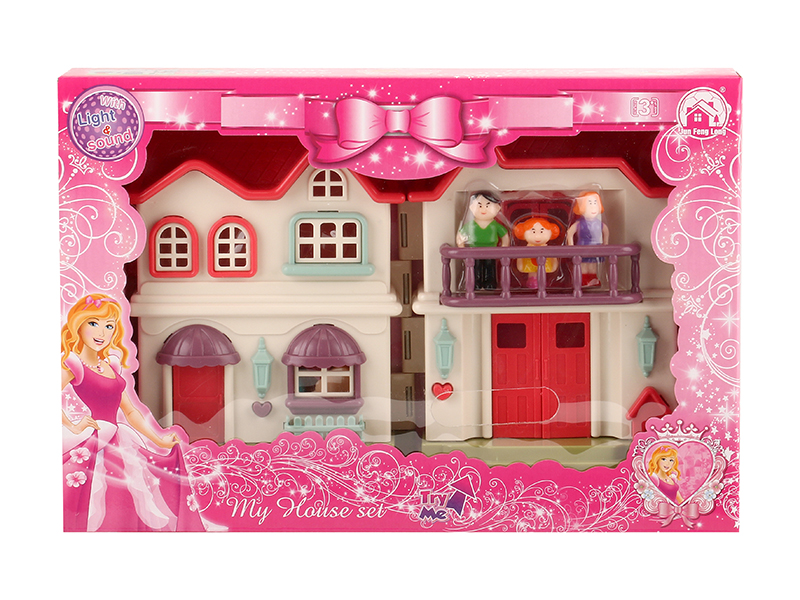 Villa With Colorful Lights And Music + Dolls,Furniture