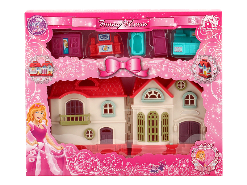 Mini Villa With Colorful Lights And Music + Furniture