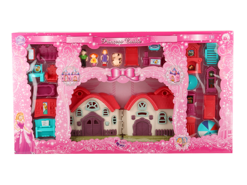 Villa With Colorful Lights And Music +  Furniture,Doll