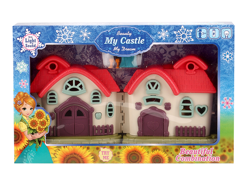 Villa With Colorful Lights And Music + Furniture,Princess,Prince,Horse