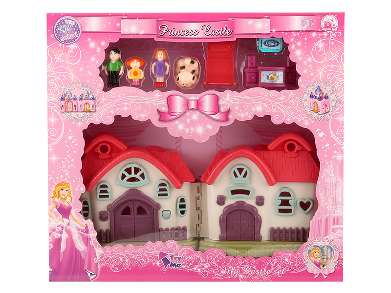 Villa With Colorful Lights And Music +  Furniture,Doll
