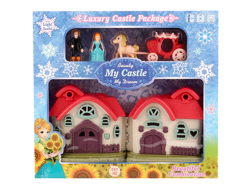 Villa With Colorful Lights And Music + Princess,Prince,Carriage