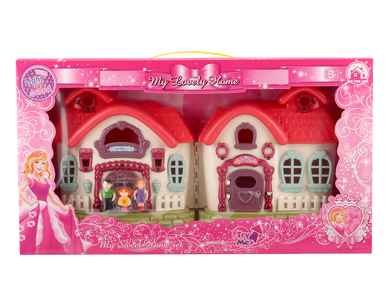 Villa With Flash Lights And Music + Dolls,Furniture