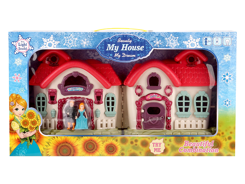 Villa With Flash Colorful Lights And 12 Pieces Of Music + Furniture,Princess,Prince,Horse