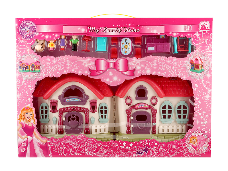 Villa With Flash Lights And Music + Dolls,Furniture