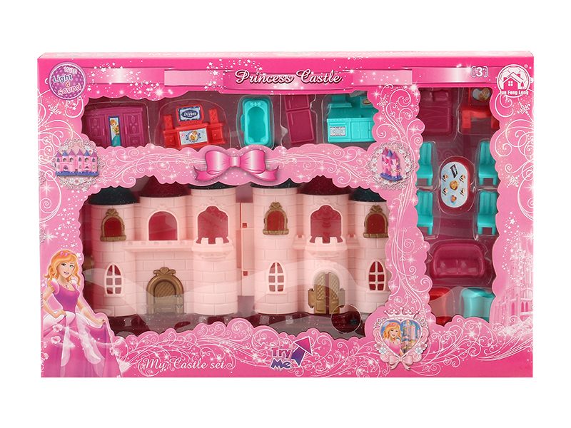 Mini Castle With Colorful Lights And Music + Furniture