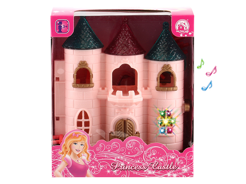 Mini Castle With Colorful Lights And Music + Furniture