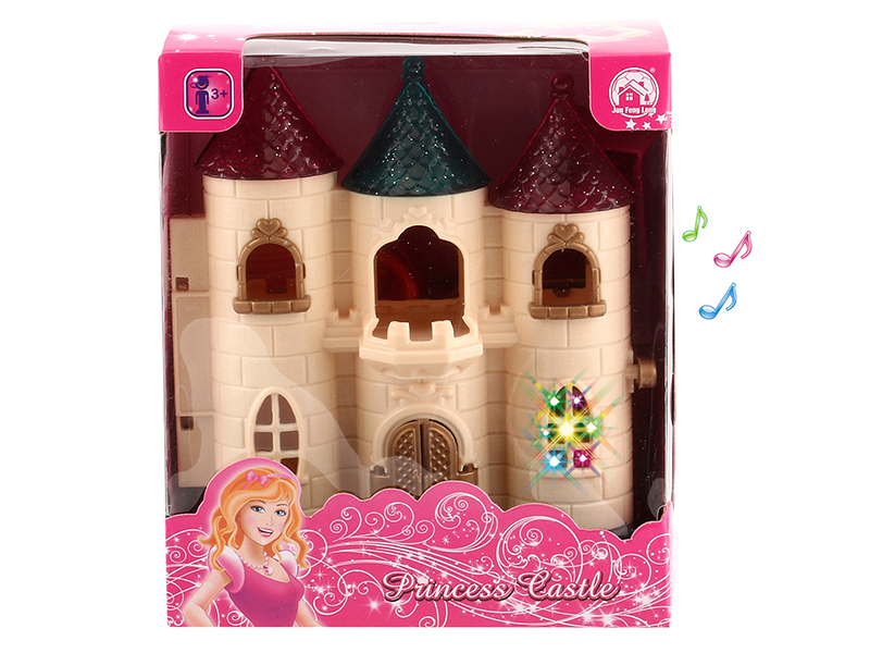 Mini Castle With Colorful Lights And And 12 Pieces Of Music + Furniture