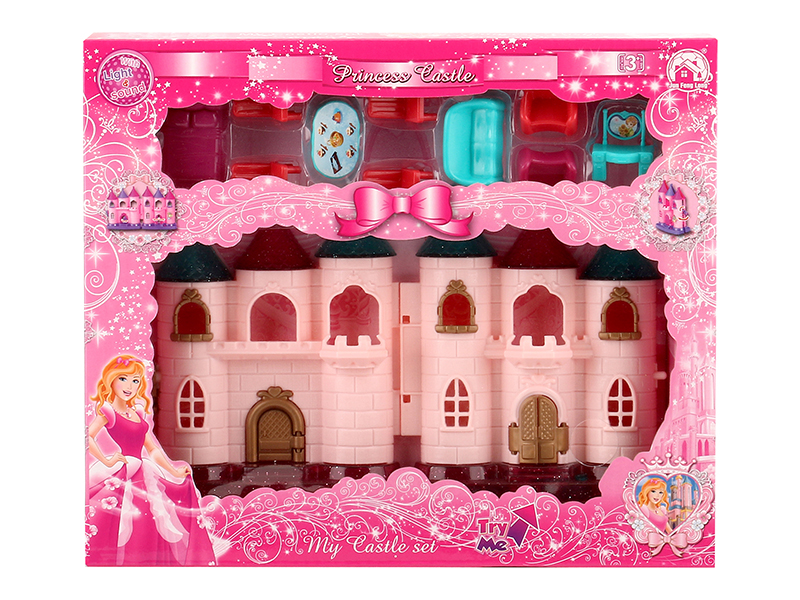 Mini Castle With Colorful Lights And Music + Furniture