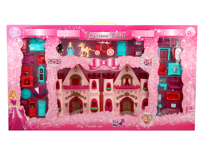 Castle With Flash Colorful Lights And Music +  Furniture,Princess,Prince,Carriage