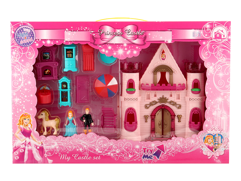 Castle With Flash Colorful Lights And Music +  Furniture,Princess,Prince,Horse