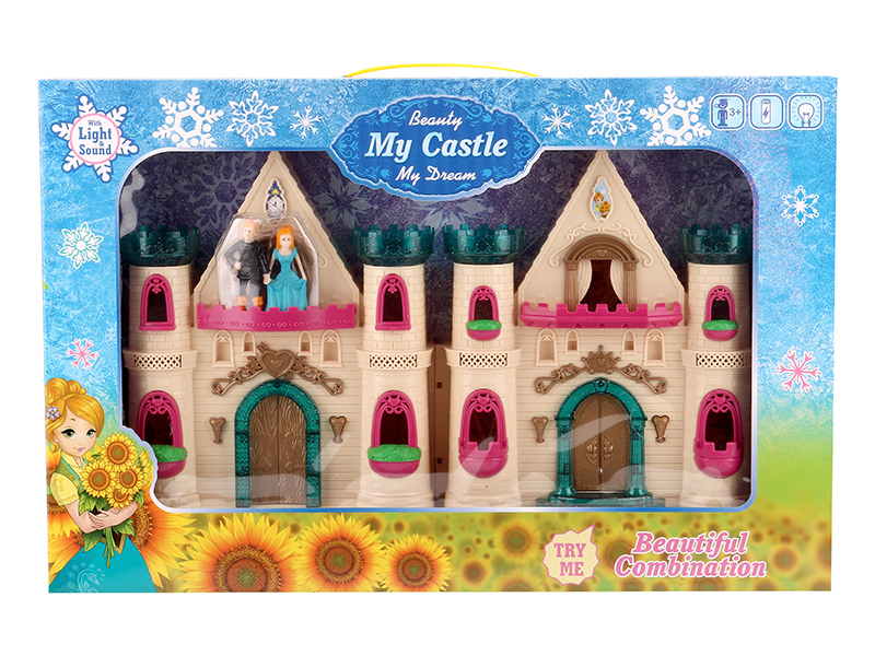 Castle With Flash Colorful Lights And 12 Pieces Of Music + Princess,Prince,Horse,Furniture