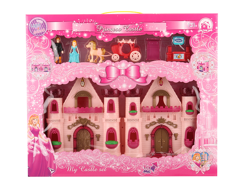 Castle With Flash Colorful Lights And Music +  Furniture,Princess,Prince,Carriage