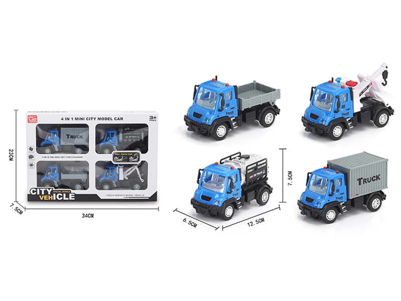 1:64 Pull Back German Transport Vehicle Blue