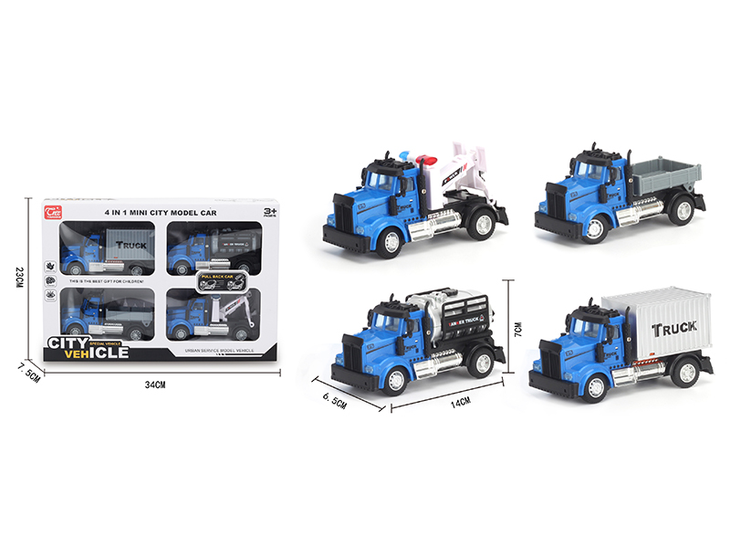 1:64 Pull Back American Transporter Blue