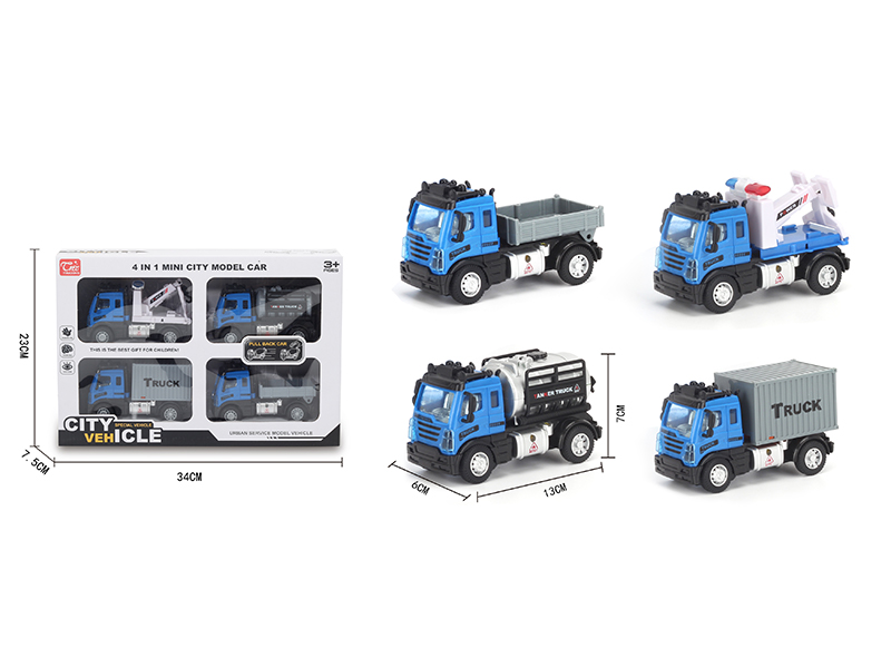 1:64 Pull Back European Transport Vehicle Blue