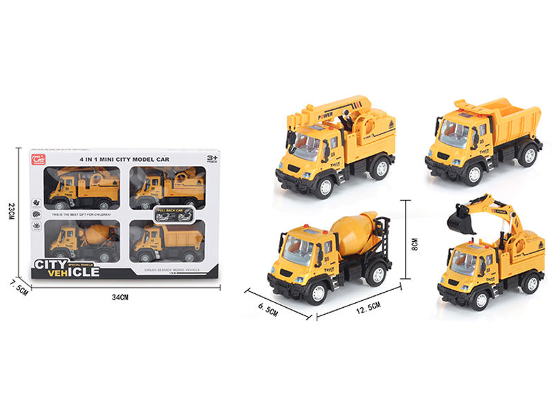 1:64 Pull Back German Engineering Vehicle Yellow