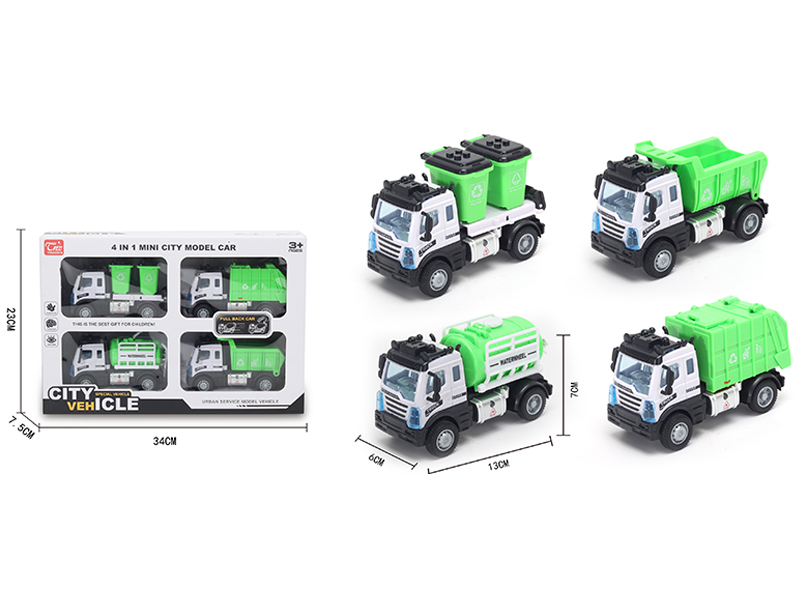 1:64 Pull Back European Sanitation Vehicle Green